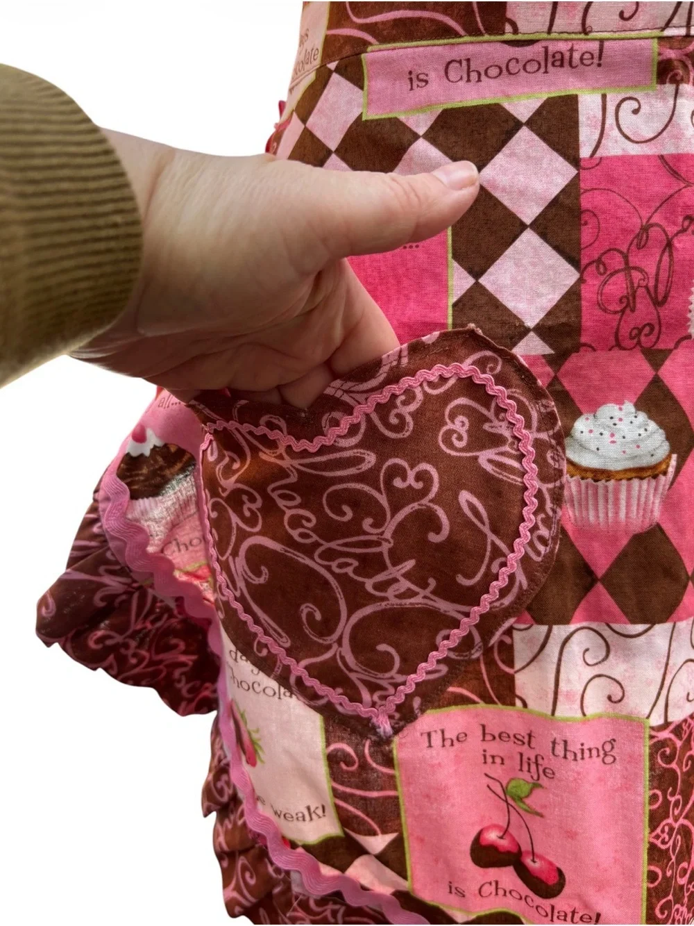 Handmade Tallahassee Summer Chocolate Cupcake Ruffle Half Apron Dollcore Kidcore